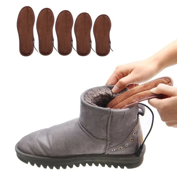 1 Pair USB Electric Heated Shoe Insoles Feet Warmer Sock Pad Mat with Cable