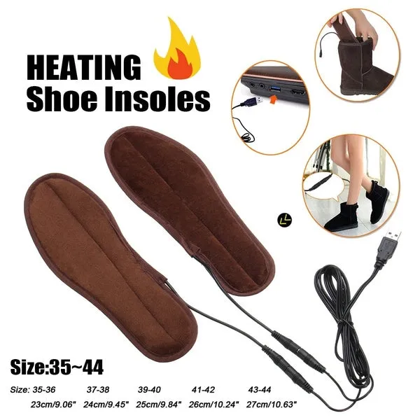 1 Pair USB Electric Heated Shoe Insoles Feet Warmer Sock Pad Mat with Cable