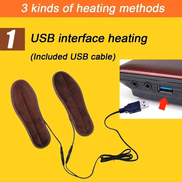 1 Pair USB Electric Heated Shoe Insoles Feet Warmer Sock Pad Mat with Cable