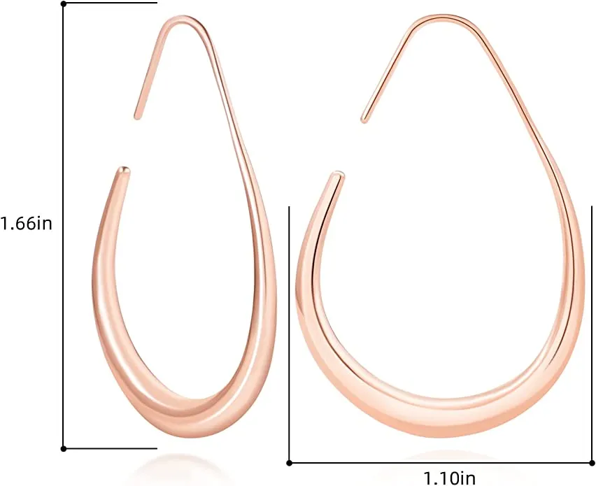 14K Gold Platted Oval Hoop Earrings