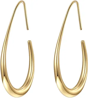 14K Gold Platted Oval Hoop Earrings