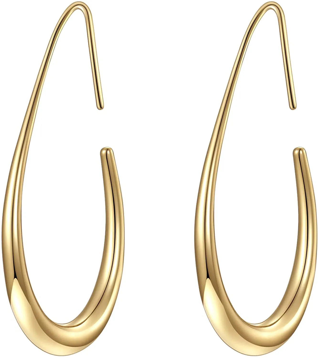 14K Gold Platted Oval Hoop Earrings