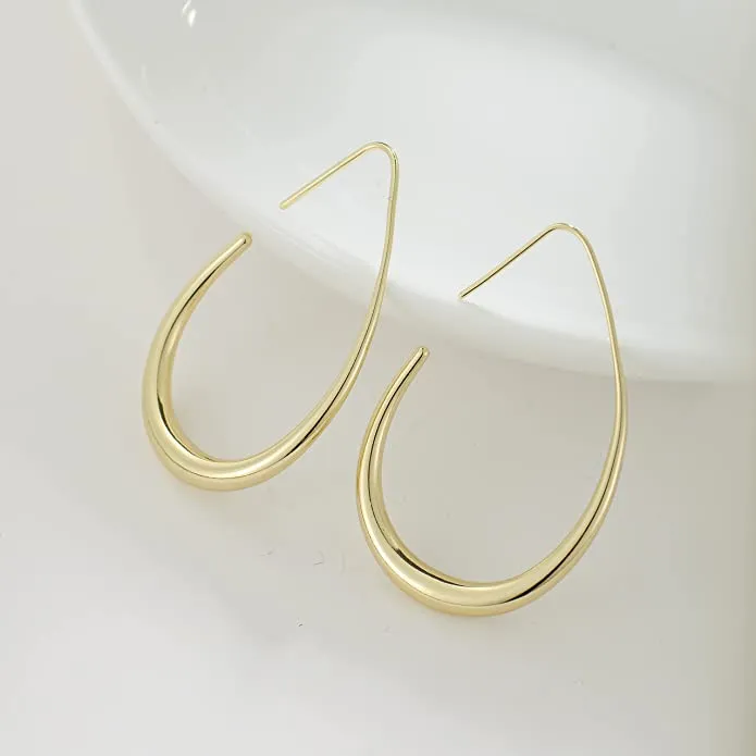 14K Gold Platted Oval Hoop Earrings