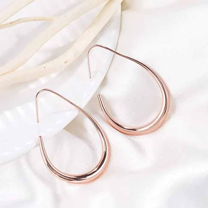 14K Gold Platted Oval Hoop Earrings