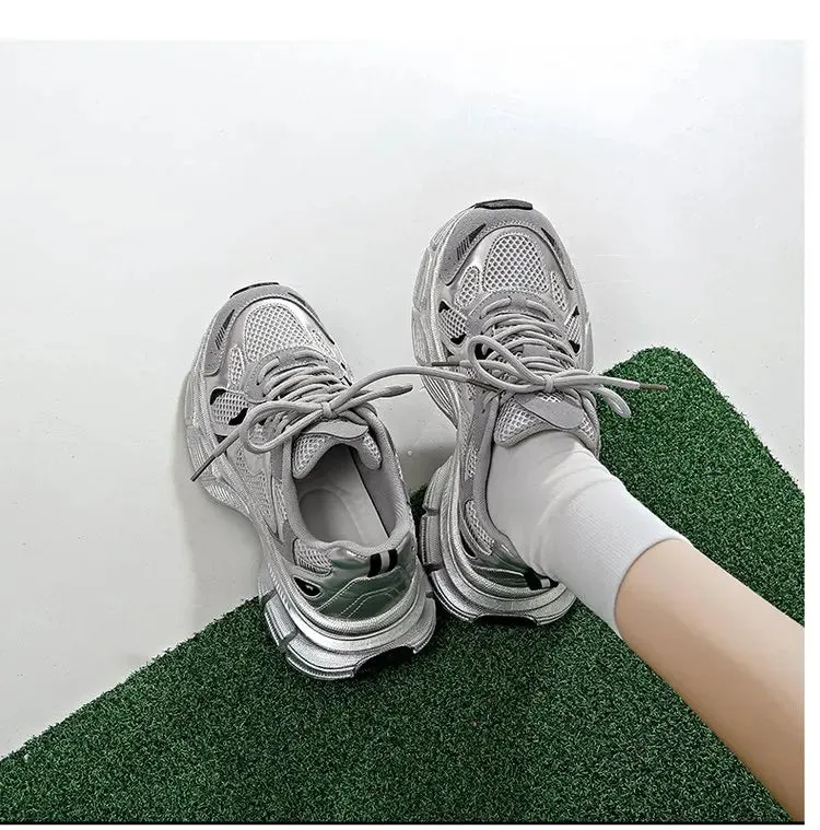 2024 New Breathable Vulcanized Shoes Women Casual Platform Sneakers Summer Thick Bottom Low Top Large jogging shoes