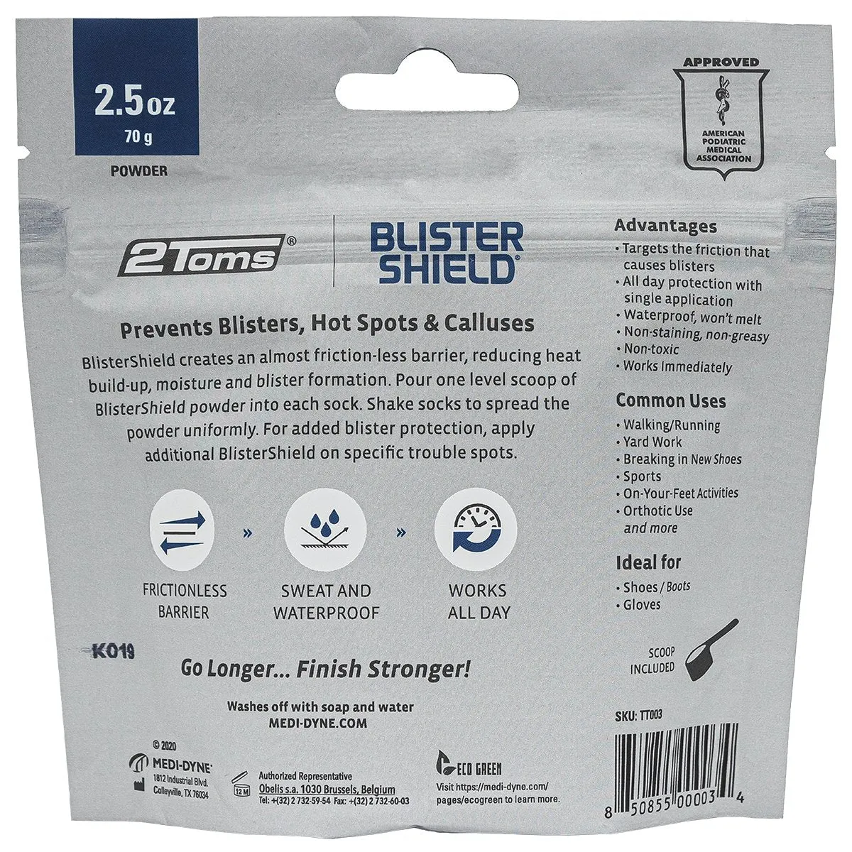 2TOMS BLISTERSHIELD (NET WT 2.5 OZ) POUCH