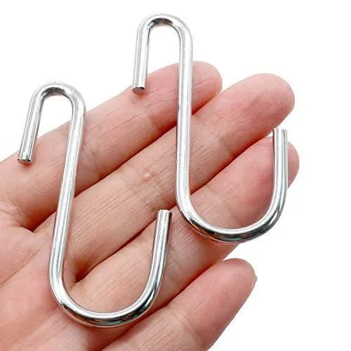 40 Pack Heavy Duty S Hooks Stainless Steel S Shaped Hooks Hanging Hangers for Kitchenware Spoons Pans Pots Utensils Clothes Bags Towers Tools Plants (Silver)