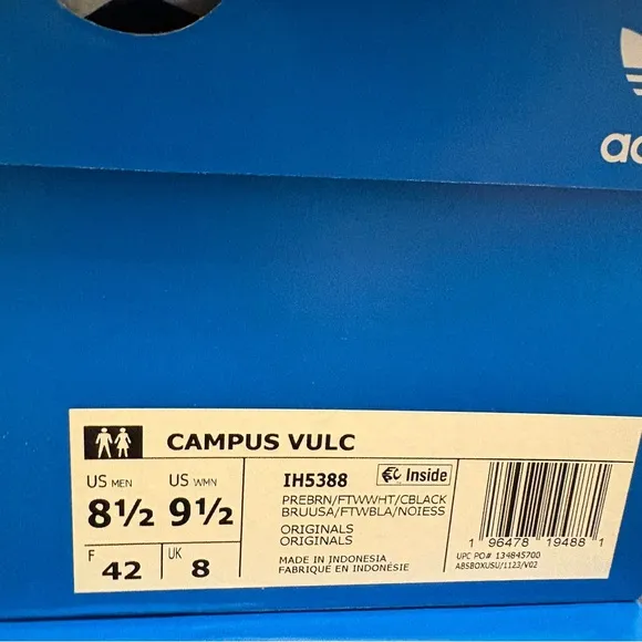 Adidas Campus Vulc Preloved Brown White Black Shoes IH5388 Men's Size