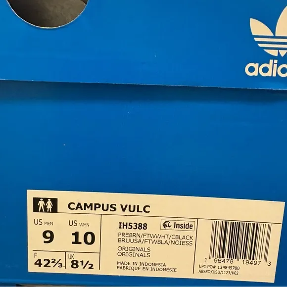 Adidas Campus Vulc Preloved Brown White Black Shoes IH5388 Men's Size