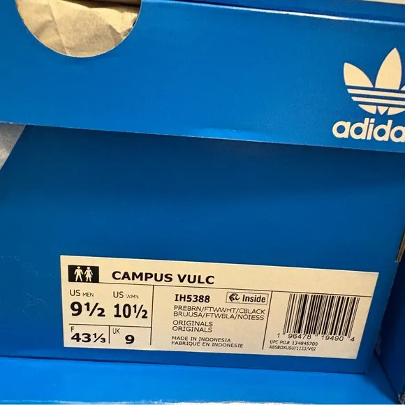 Adidas Campus Vulc Preloved Brown White Black Shoes IH5388 Men's Size