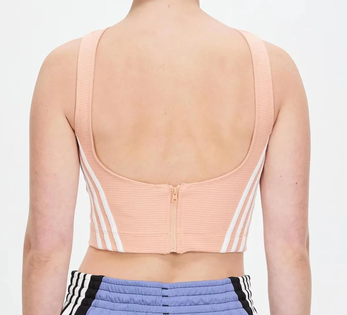 adidas Womens Pink Cropped Ribbed Tank Top Size Medium (New)