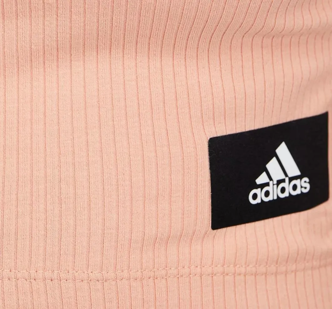 adidas Womens Pink Cropped Ribbed Tank Top Size Medium (New)