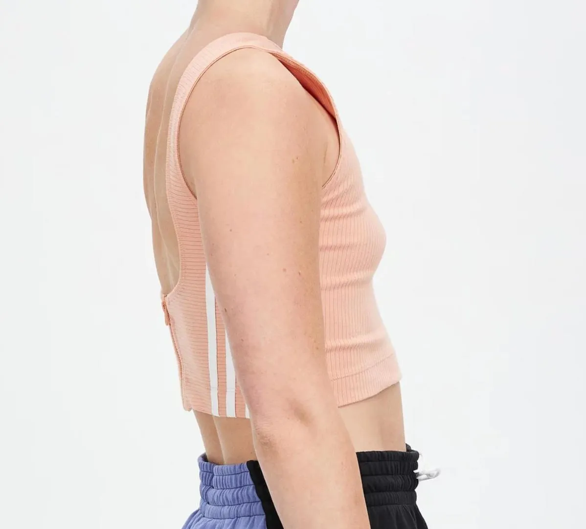 adidas Womens Pink Cropped Ribbed Tank Top Size Medium (New)