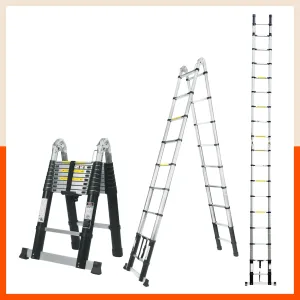 Bathla 20.5 ft A-Type Foldable Aluminium Telescopic Ladder | Portable & Compact | EN131 Certified with 2-Year Warranty | Multi-Purpose Ladder for Home, Industrial & Outdoor Use