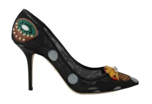 Black Pineapple Kiwi Crystal Pumps