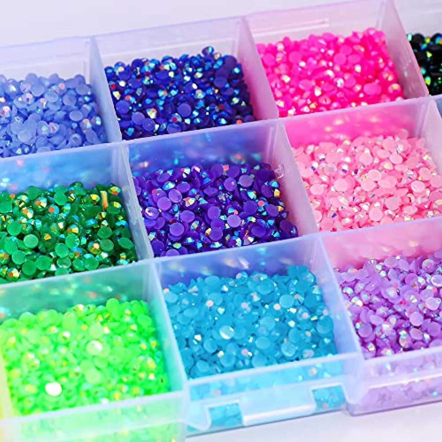 Charmor 18000pcs (3.4.5mm) 5D Nail Drill DIY Flat Bottom Kit Phone Case Accessories Jelly Drill Flatback AB Jelly Rhinestones Kit AB Rhinestones for Nail Design Charms Gem (3mm(18000PCS))