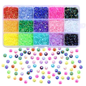 Charmor 18000pcs (3.4.5mm) 5D Nail Drill DIY Flat Bottom Kit Phone Case Accessories Jelly Drill Flatback AB Jelly Rhinestones Kit AB Rhinestones for Nail Design Charms Gem (3mm(18000PCS))