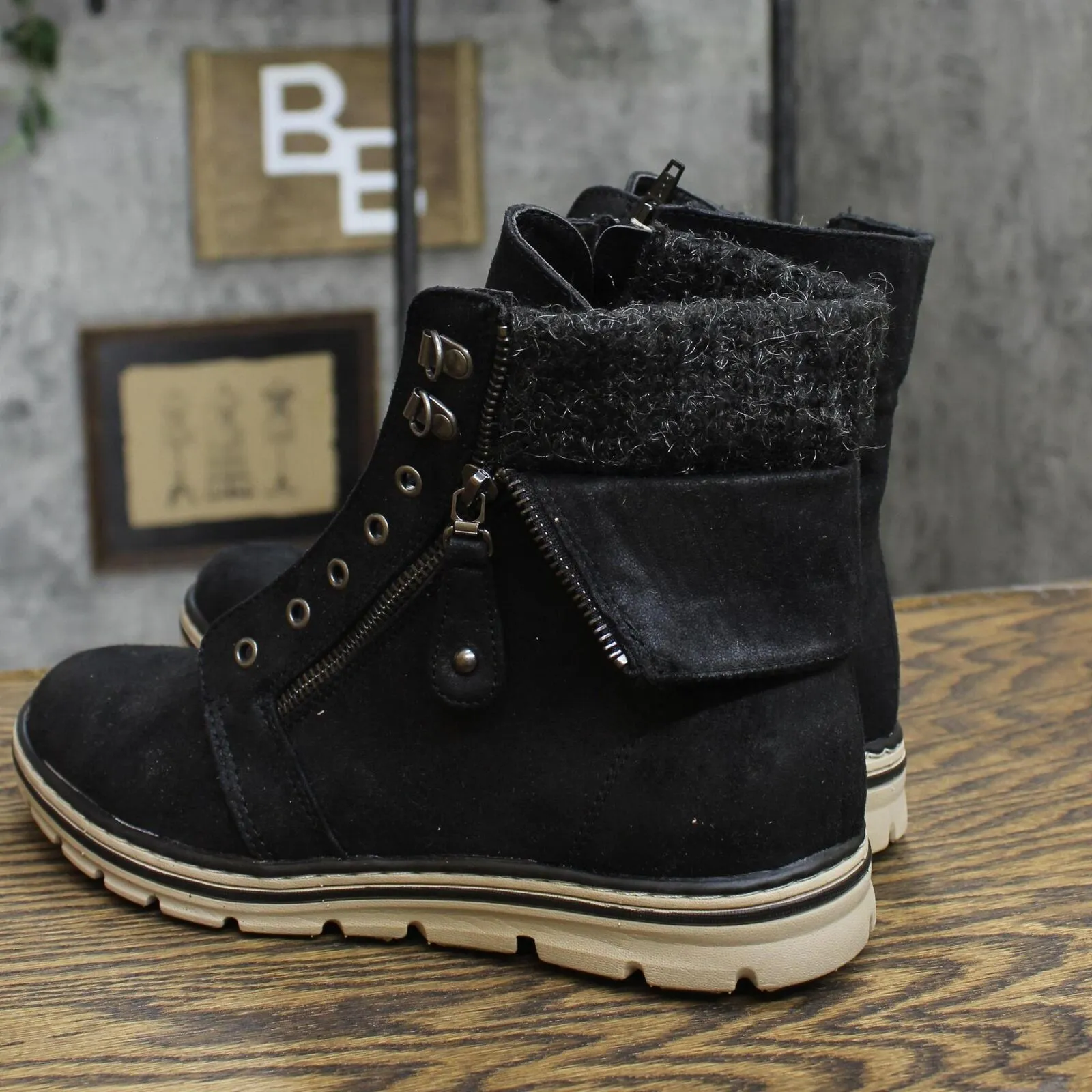 Cliffs By White Mountain Women's Kaylee Ankle Boot Black / Fabric / Sweater 8.5M