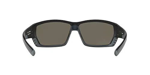 Costa Del Mar Men's Tuna Alley 580G Polarized Rectangular Sunglasses, Matte Black/Grey Blue Mirrored Polarized-580G, 62 mm