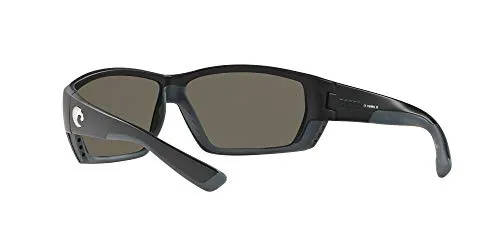 Costa Del Mar Men's Tuna Alley 580G Polarized Rectangular Sunglasses, Matte Black/Grey Blue Mirrored Polarized-580G, 62 mm