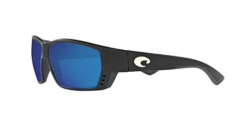 Costa Del Mar Men's Tuna Alley 580G Polarized Rectangular Sunglasses, Matte Black/Grey Blue Mirrored Polarized-580G, 62 mm