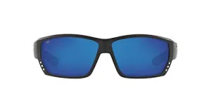 Costa Del Mar Men's Tuna Alley 580G Polarized Rectangular Sunglasses, Matte Black/Grey Blue Mirrored Polarized-580G, 62 mm