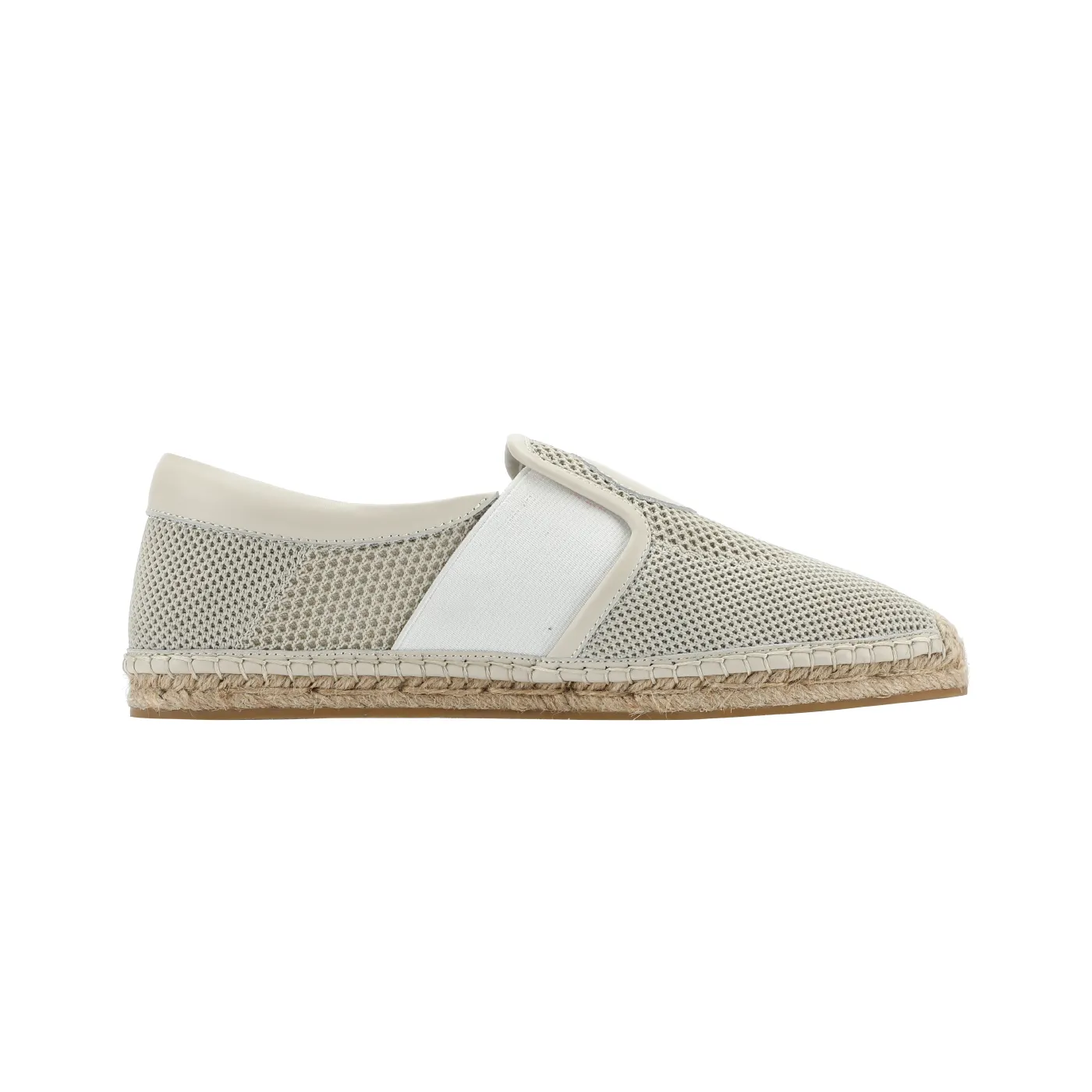 Cream Flat Espadrilles with Lightweight Mesh Upper and Durable Braided Straw Sole for Casual Style