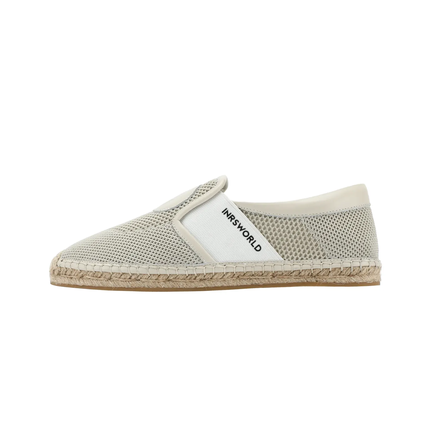 Cream Flat Espadrilles with Lightweight Mesh Upper and Durable Braided Straw Sole for Casual Style
