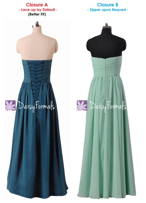 Daisy Formals Mint Chiffon Bridesmaids Dress Long Strapless Wedding Party Dress (BM132L)