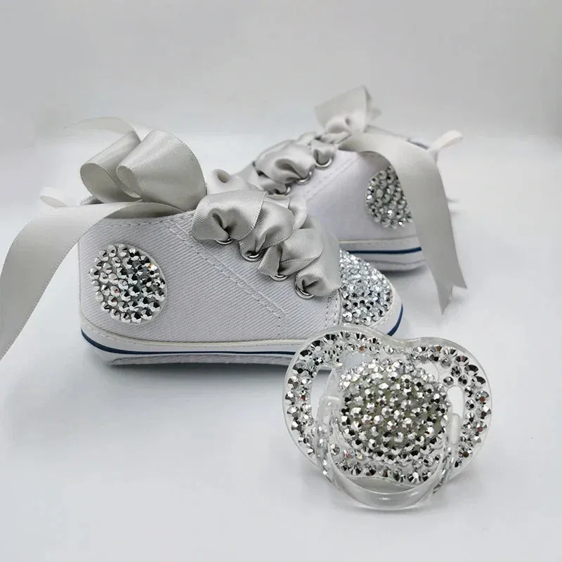 Diamond Baby Shoes Pacifier Set