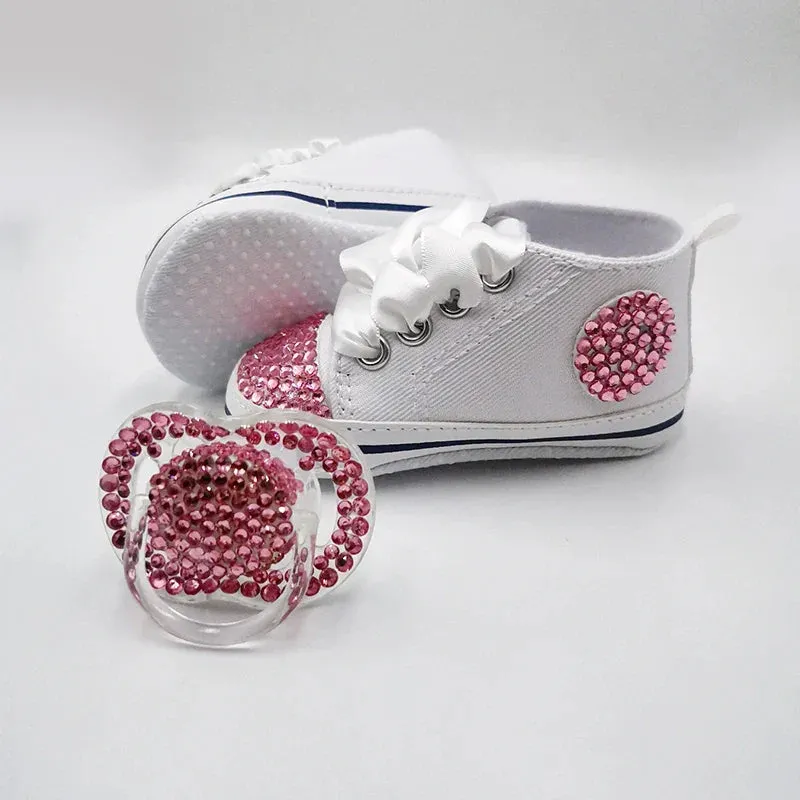Diamond Baby Shoes Pacifier Set