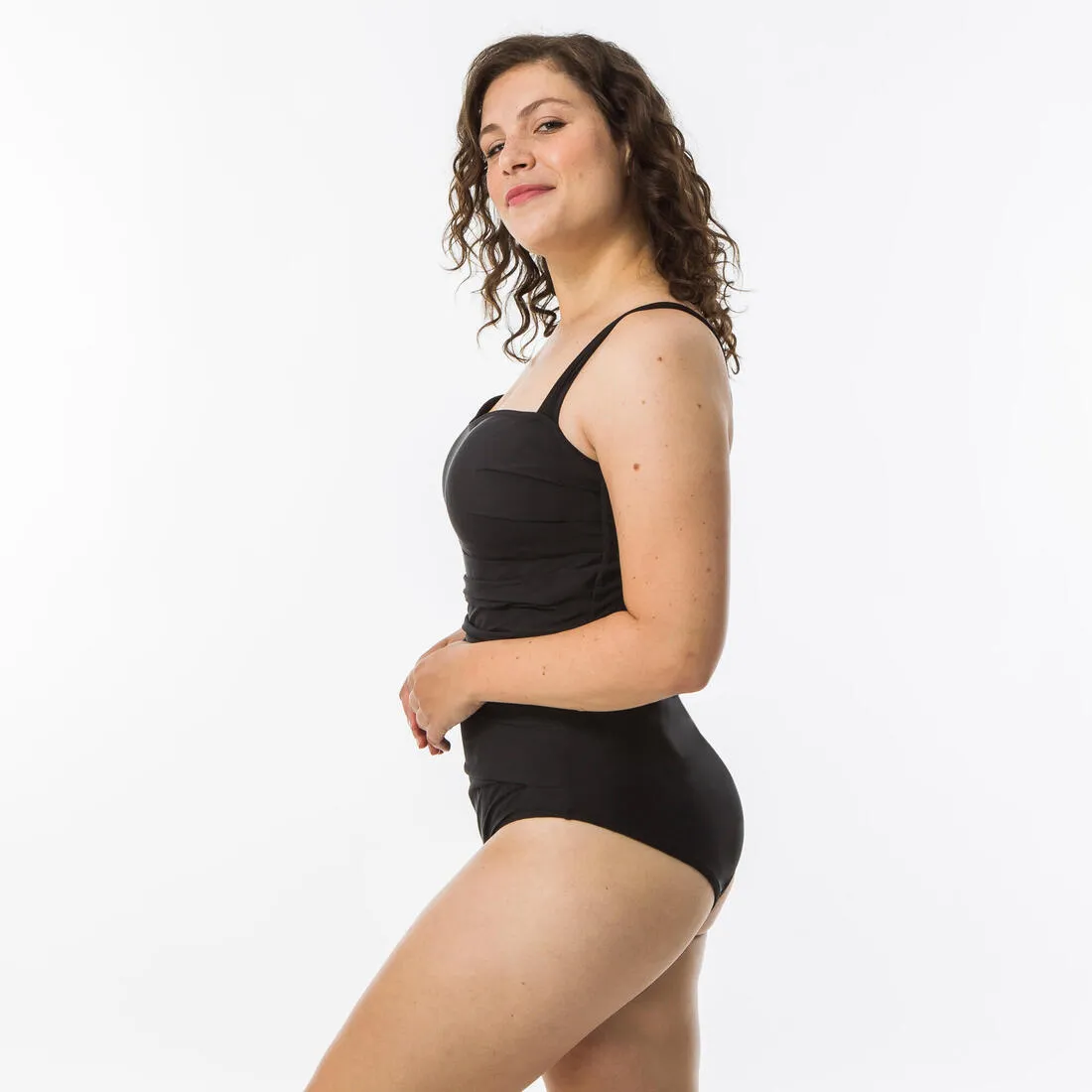 Dora Women's One-Piece Body-Sculpting Swimsuit with Flat Stomach Effect - Black