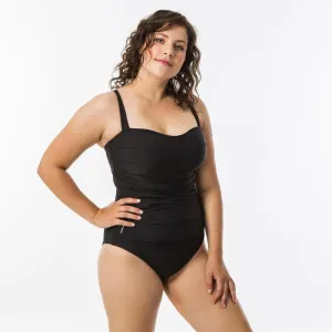 Dora Women's One-Piece Body-Sculpting Swimsuit with Flat Stomach Effect - Black
