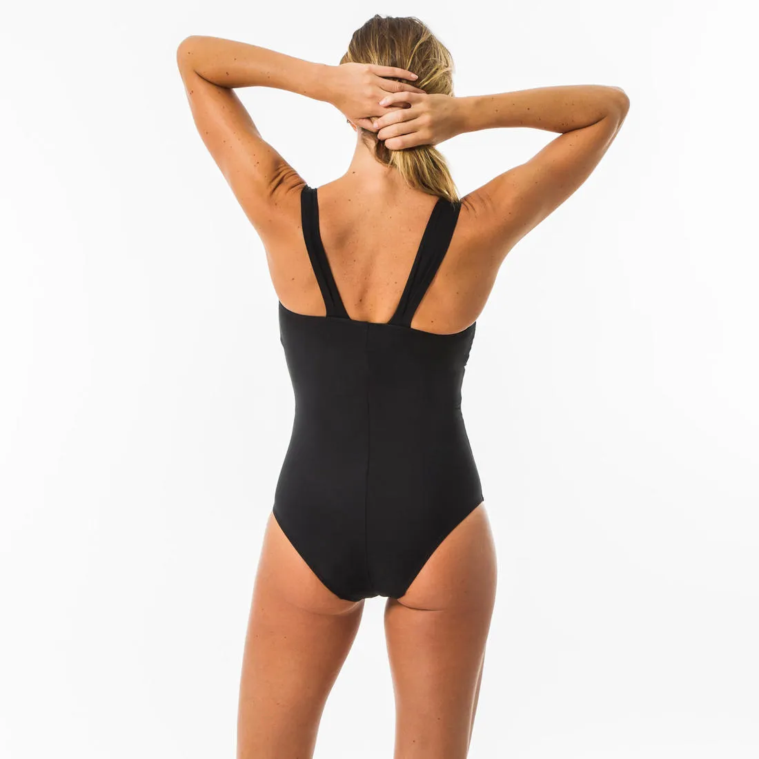 Dora Women's One-Piece Body-Sculpting Swimsuit with Flat Stomach Effect - Black