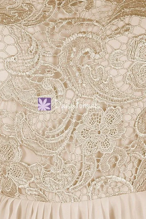 Dusty Rose Lace Cocktail Dress Scoop Neckline Bridal Party Formal Dress (BM2354)