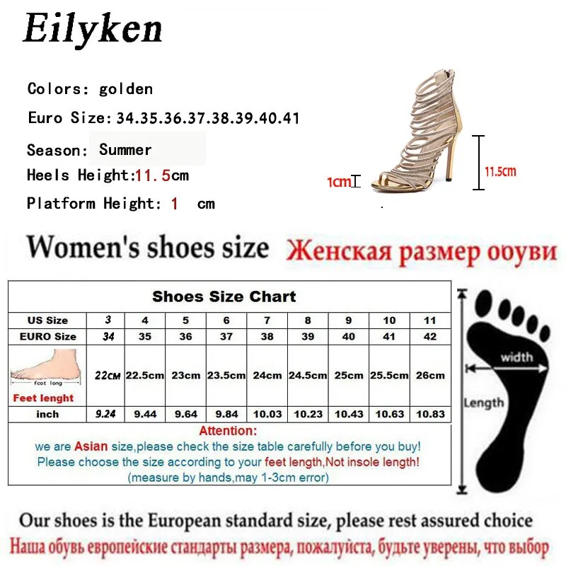 Eilyken Gold High Heels Strappy Gladiator