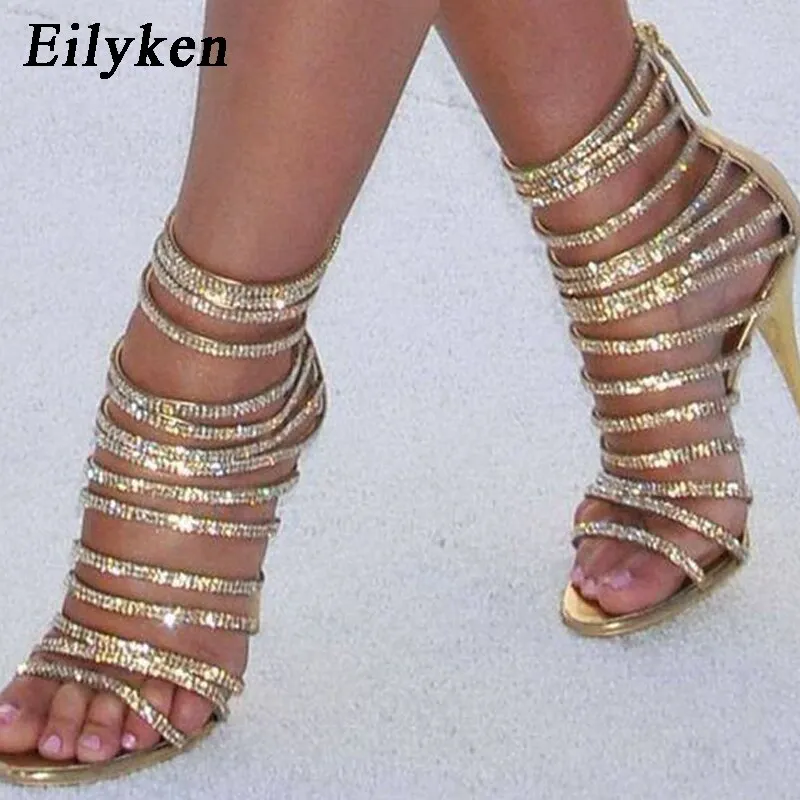 Eilyken Gold High Heels Strappy Gladiator