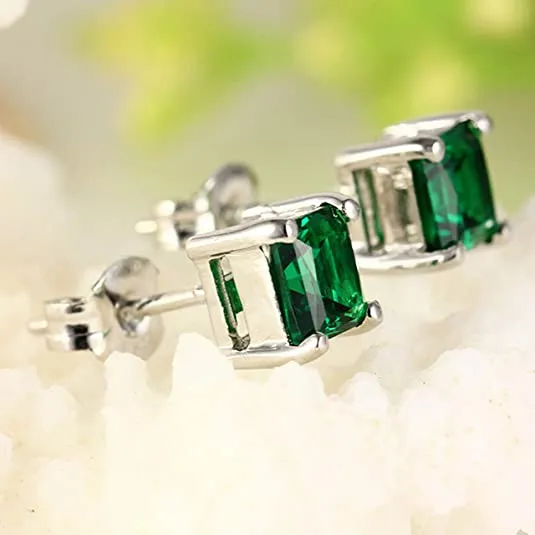 Emerald Green Stud Earrings