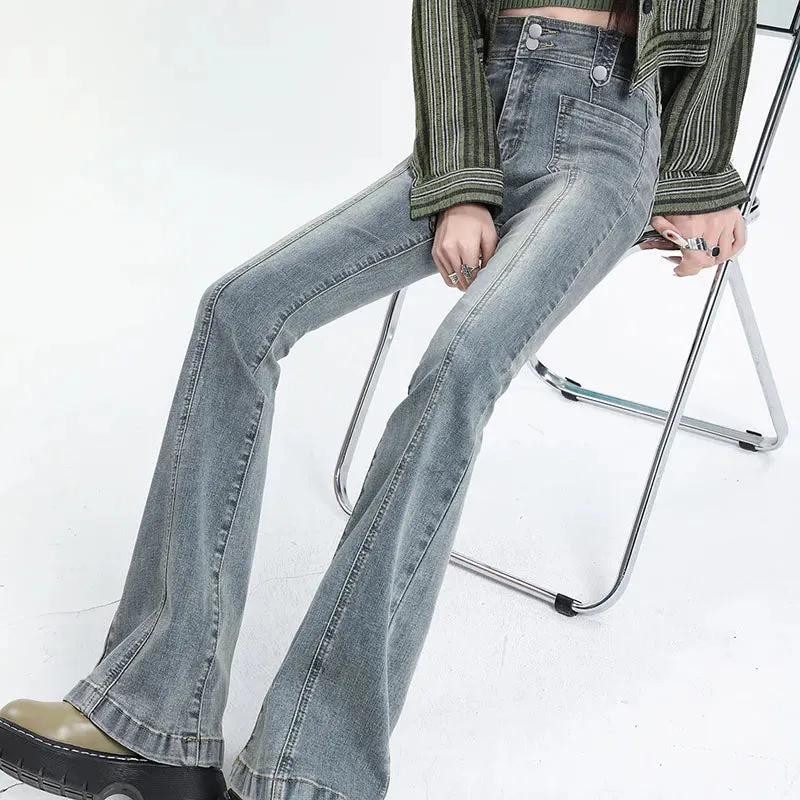 Flared Jeans for Women Vintage High Waist Women Slim Stretchy Denim Tight Jean Pants Casual Trousers