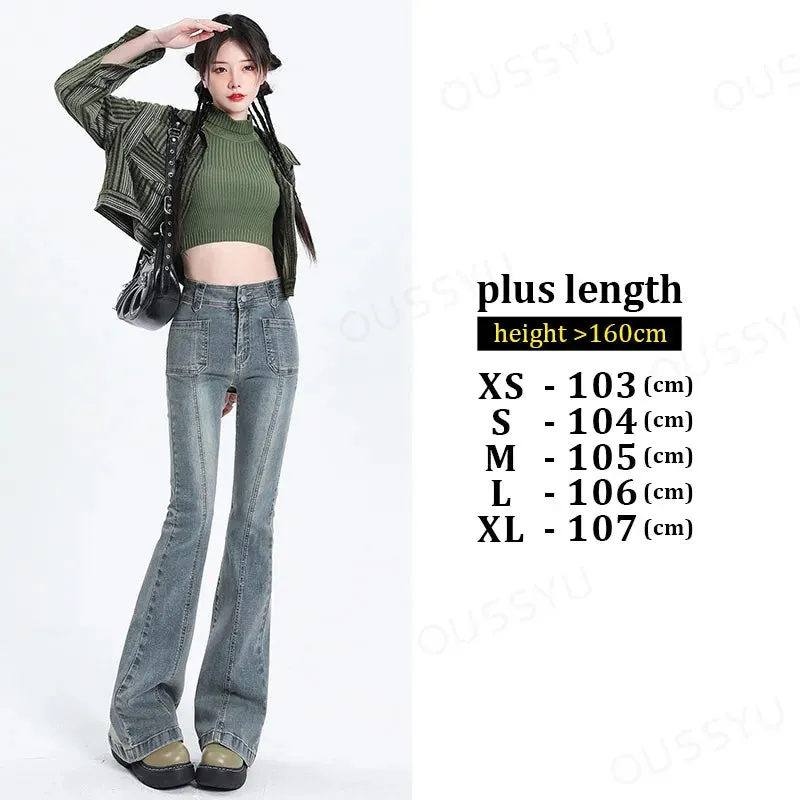 Flared Jeans for Women Vintage High Waist Women Slim Stretchy Denim Tight Jean Pants Casual Trousers
