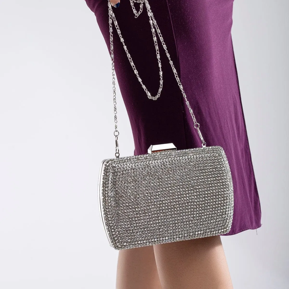 Francisca Vegan Glitter Clutch | Silver
