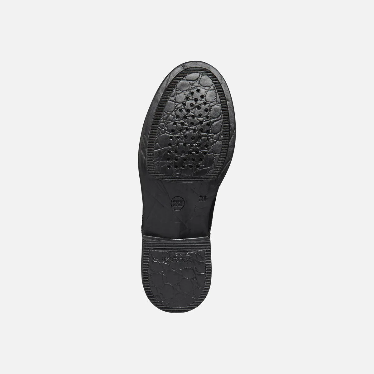 Geox Agata - Black Smooth Leather Lace Up School Shoe