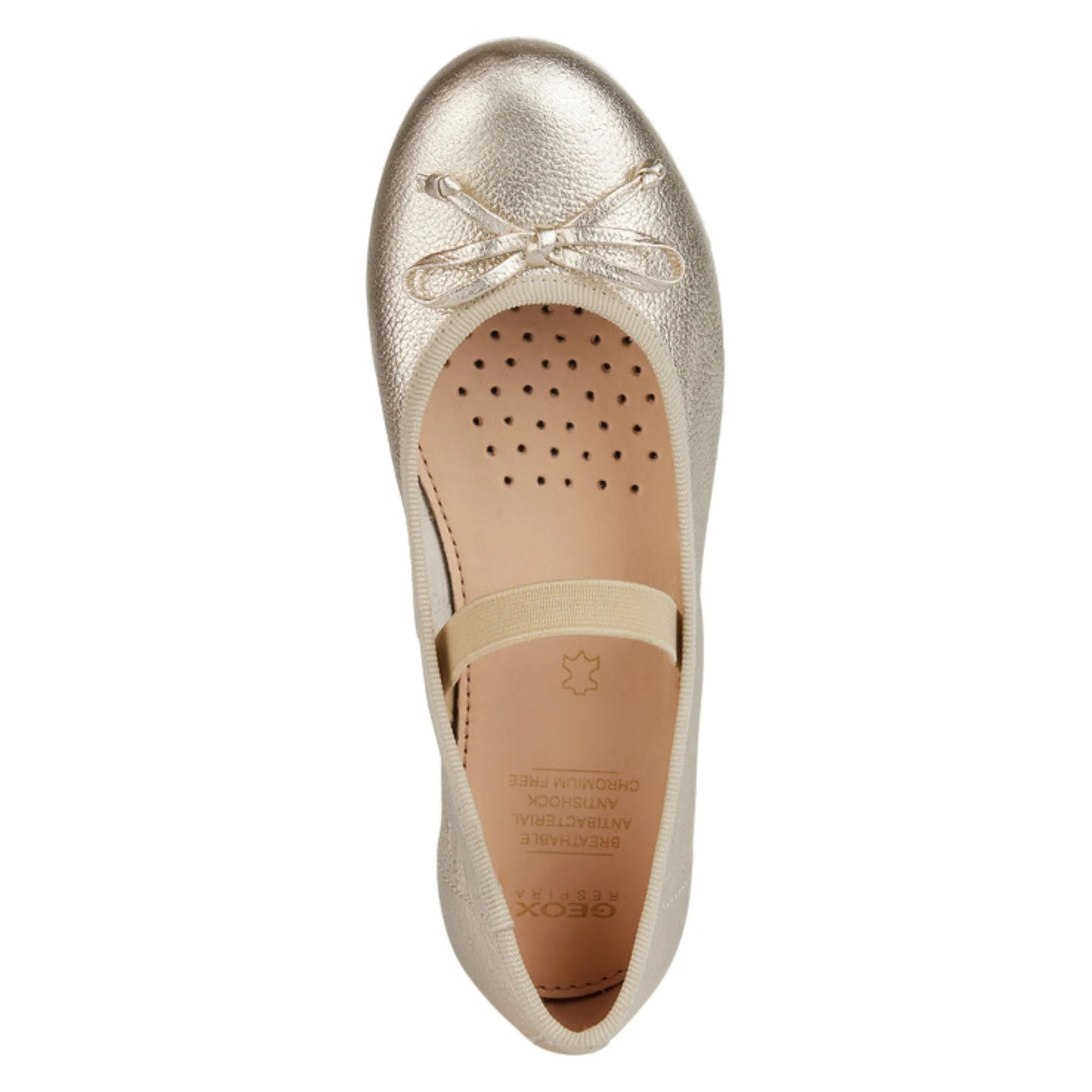 Geox Plie Gold Leather Ballerina