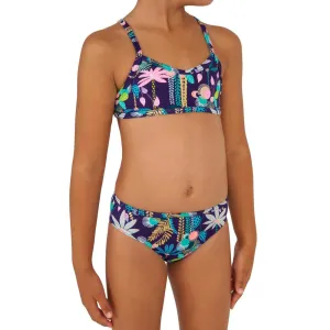 Girl’s 2-piece surf swimsuit floral with crossed straps