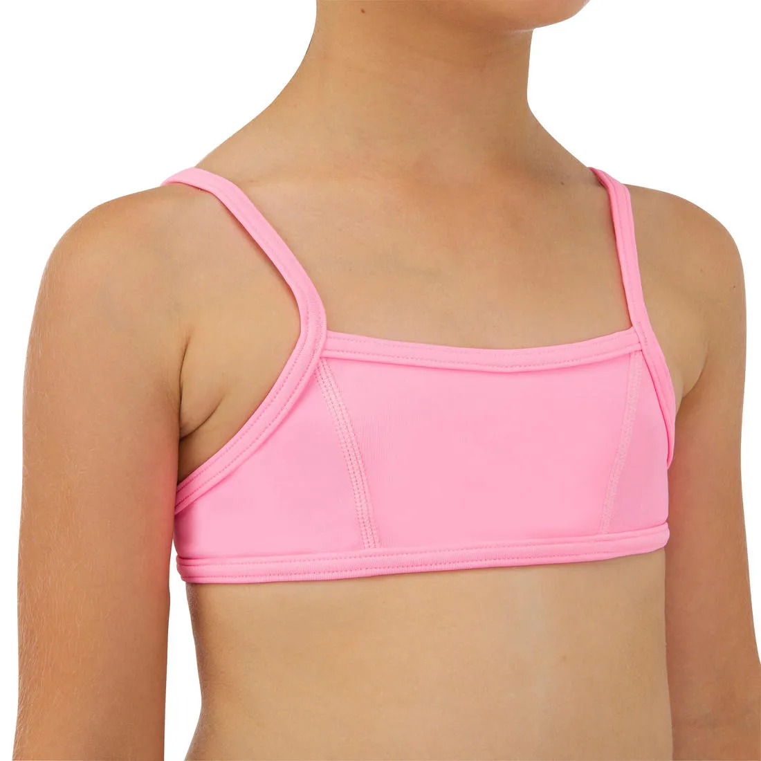GIRLS’ two-piece SURFING swimsuit BIKINI TOP BALI 100
