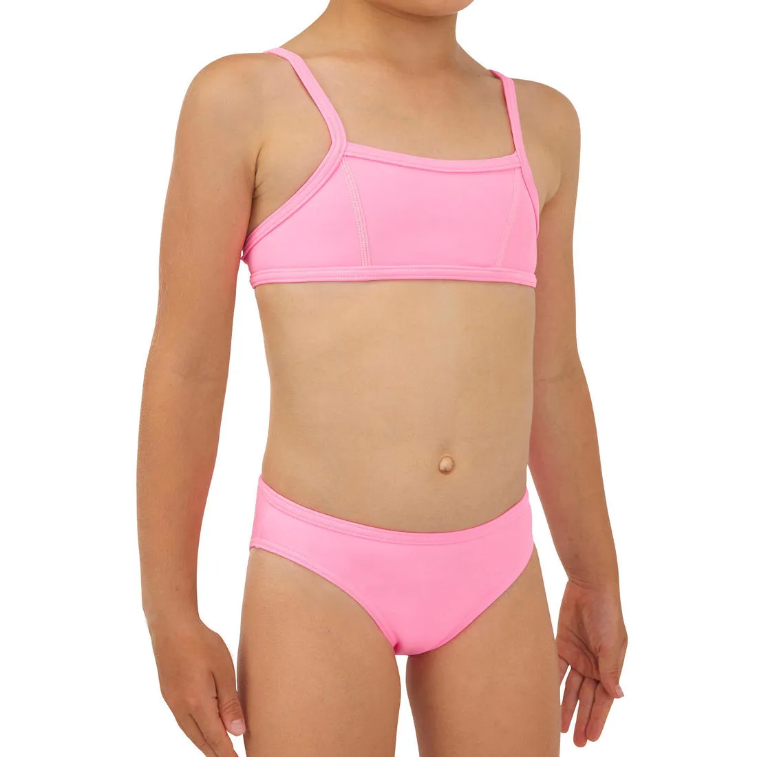 GIRLS’ two-piece SURFING swimsuit BIKINI TOP BALI 100