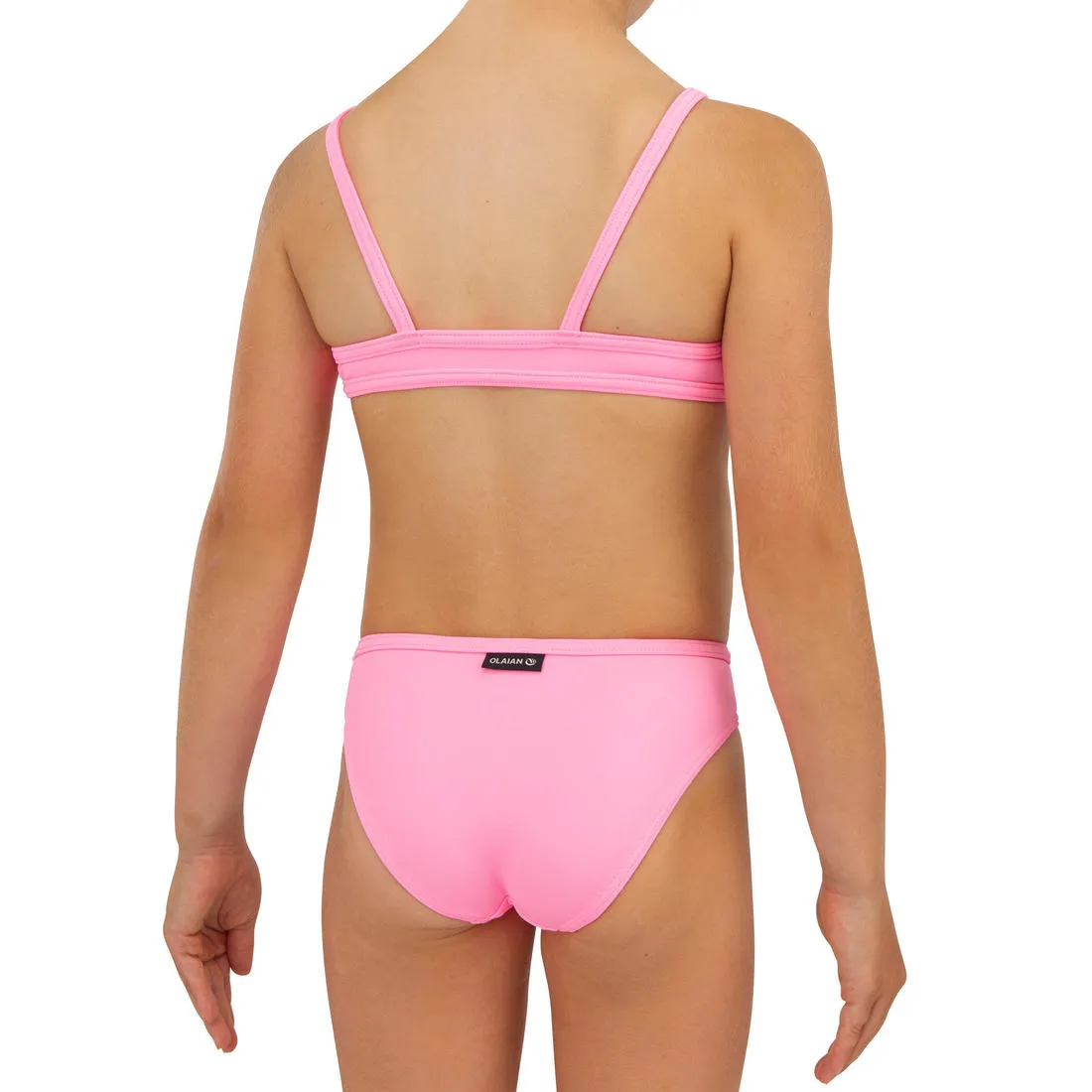 GIRLS’ two-piece SURFING swimsuit BIKINI TOP BALI 100