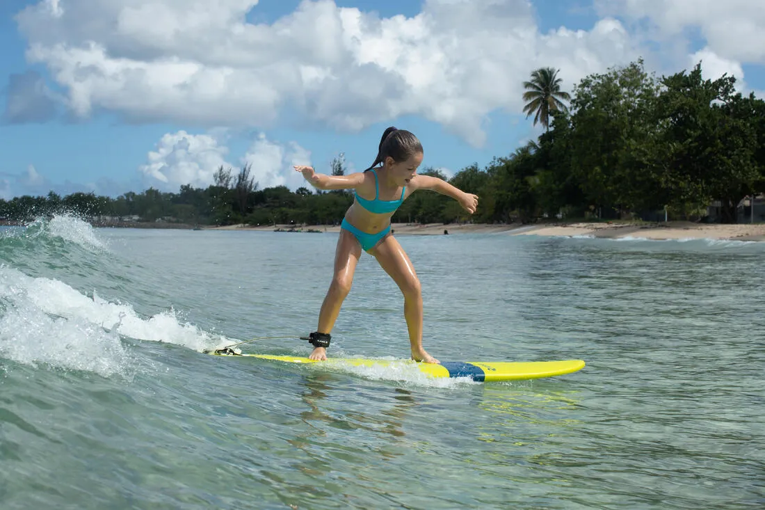 GIRLS’ two-piece SURFING swimsuit BIKINI TOP BALI 100