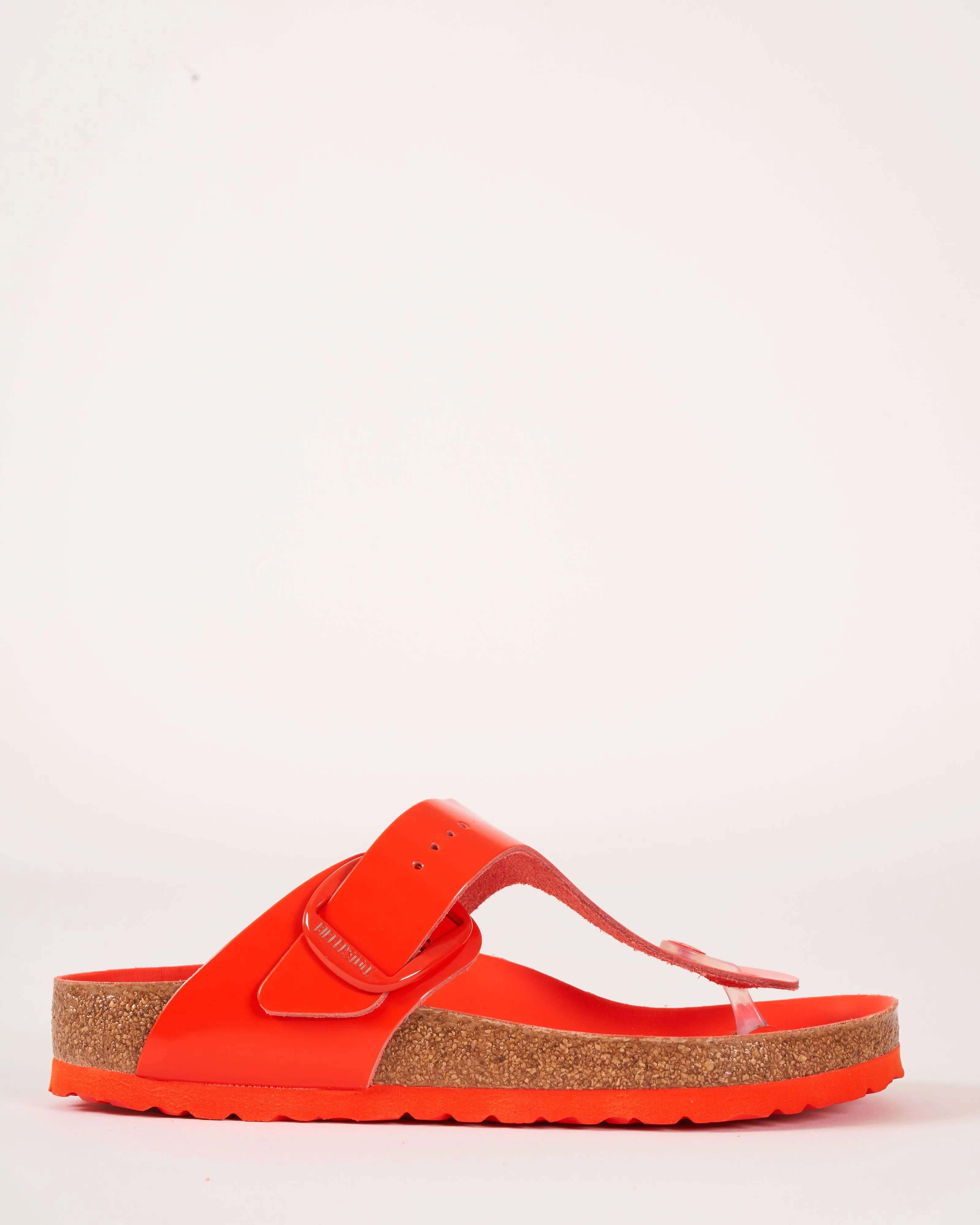 gizeh big buckle sandal - tomato high shine leather