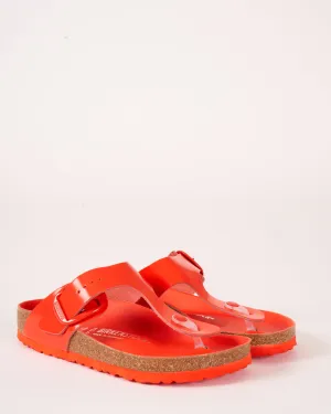 gizeh big buckle sandal - tomato high shine leather